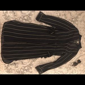 H&M Navy Blue Stripe button up dress